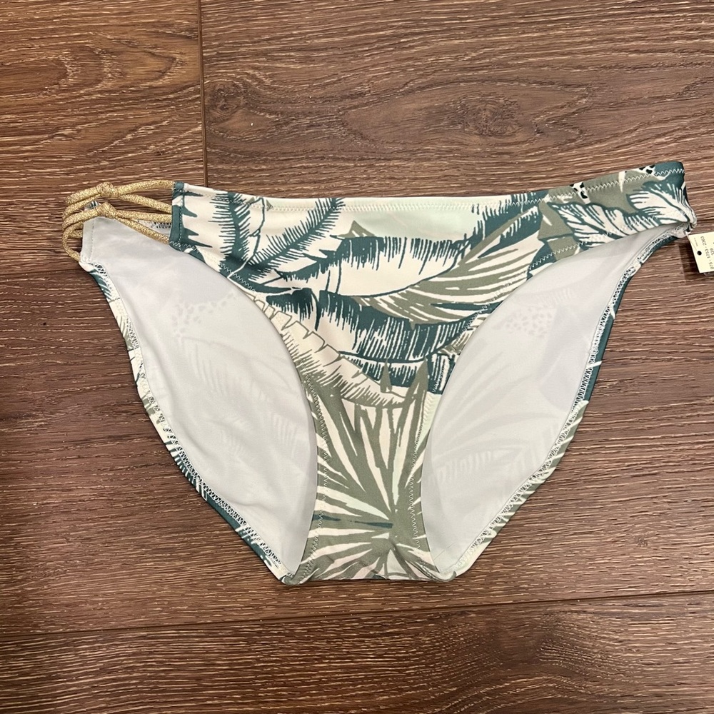 NWT Aerie Bikini Bottoms Large Full Coverage Green and Gold
